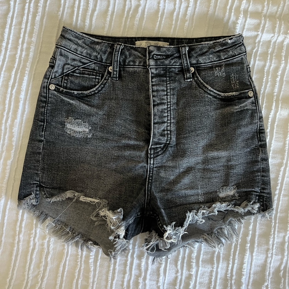 Free People High Waisted Black Denim Shorts - size 26